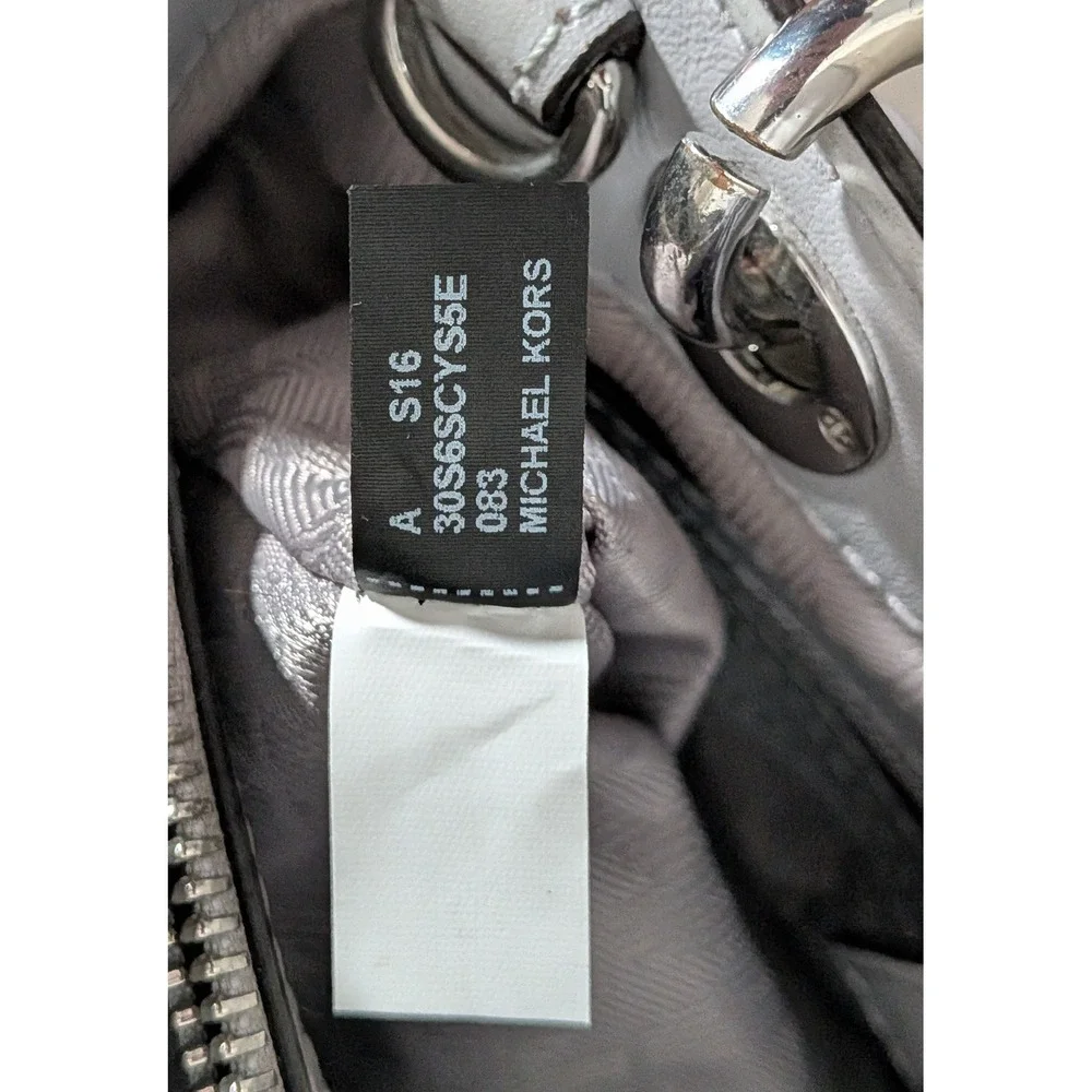 Michael Kors Cynthia Satchel Grey Chevron Leather Convertible Crossbody Bag